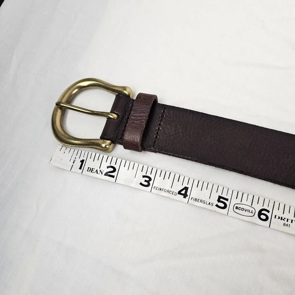 Talbots Womens Dark Brown Leather Belt Solid Brass Buckle Size 2X Style 6149W